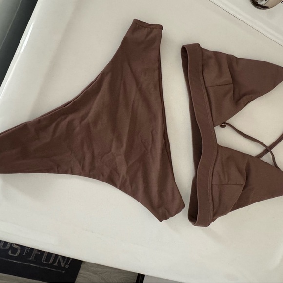Brown Triangle Bikini Set - Picture 2 of 3